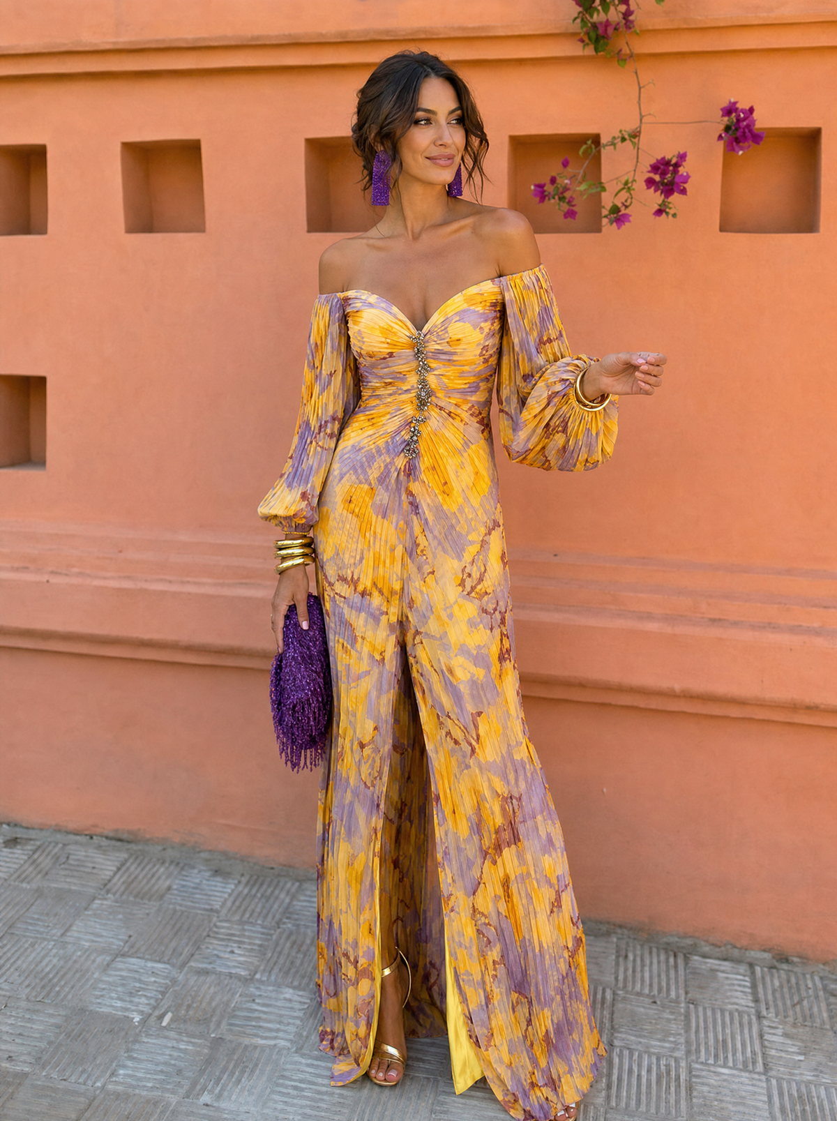CLARA™ – Vestido largo floral con escote pronunciado