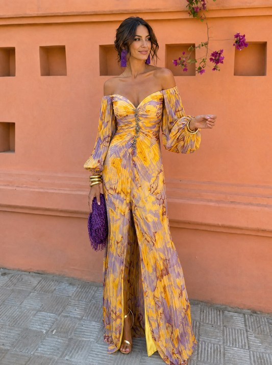 CLARA™ – Vestido largo floral con escote pronunciado