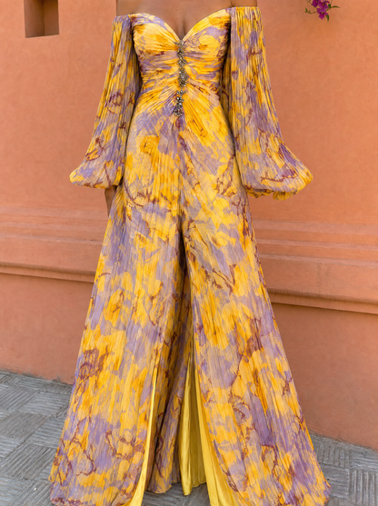 CLARA™ – Vestido largo floral con escote pronunciado